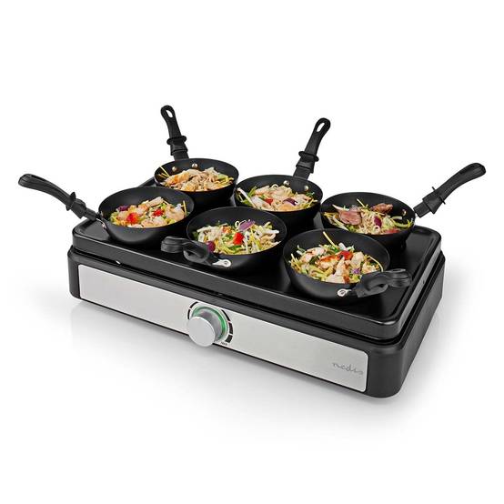 Wok Party Crepière SET pour 6 personnes 600W Revetement anti-adhésif Poêle à wok NEDIS - Image 8