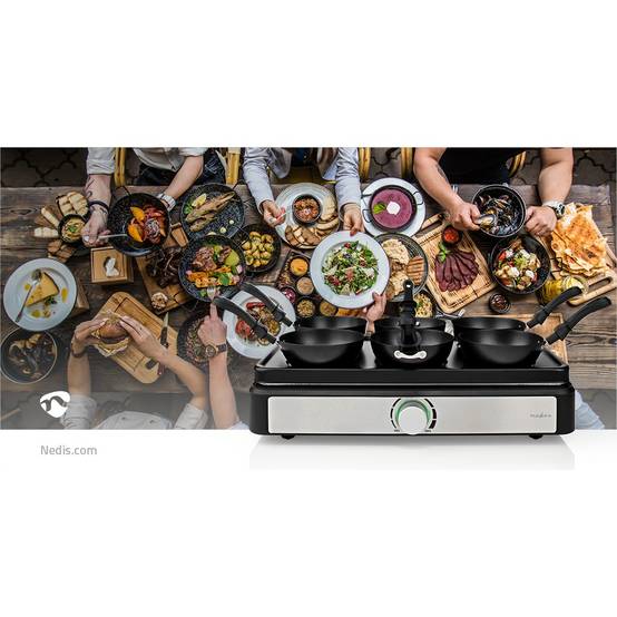 Wok Party Crepière SET pour 6 personnes 600W Revetement anti-adhésif Poêle à wok NEDIS - Image 7