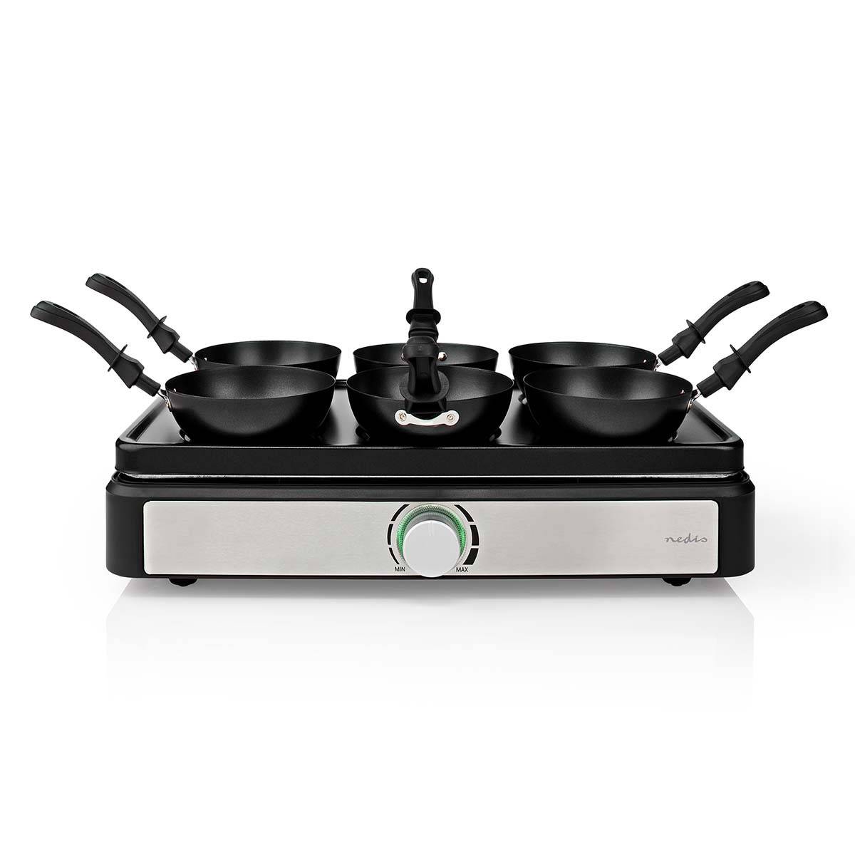 Wok Party Crepière SET pour 6 personnes 600W Revetement anti-adhésif Poêle à wok NEDIS - Image 4