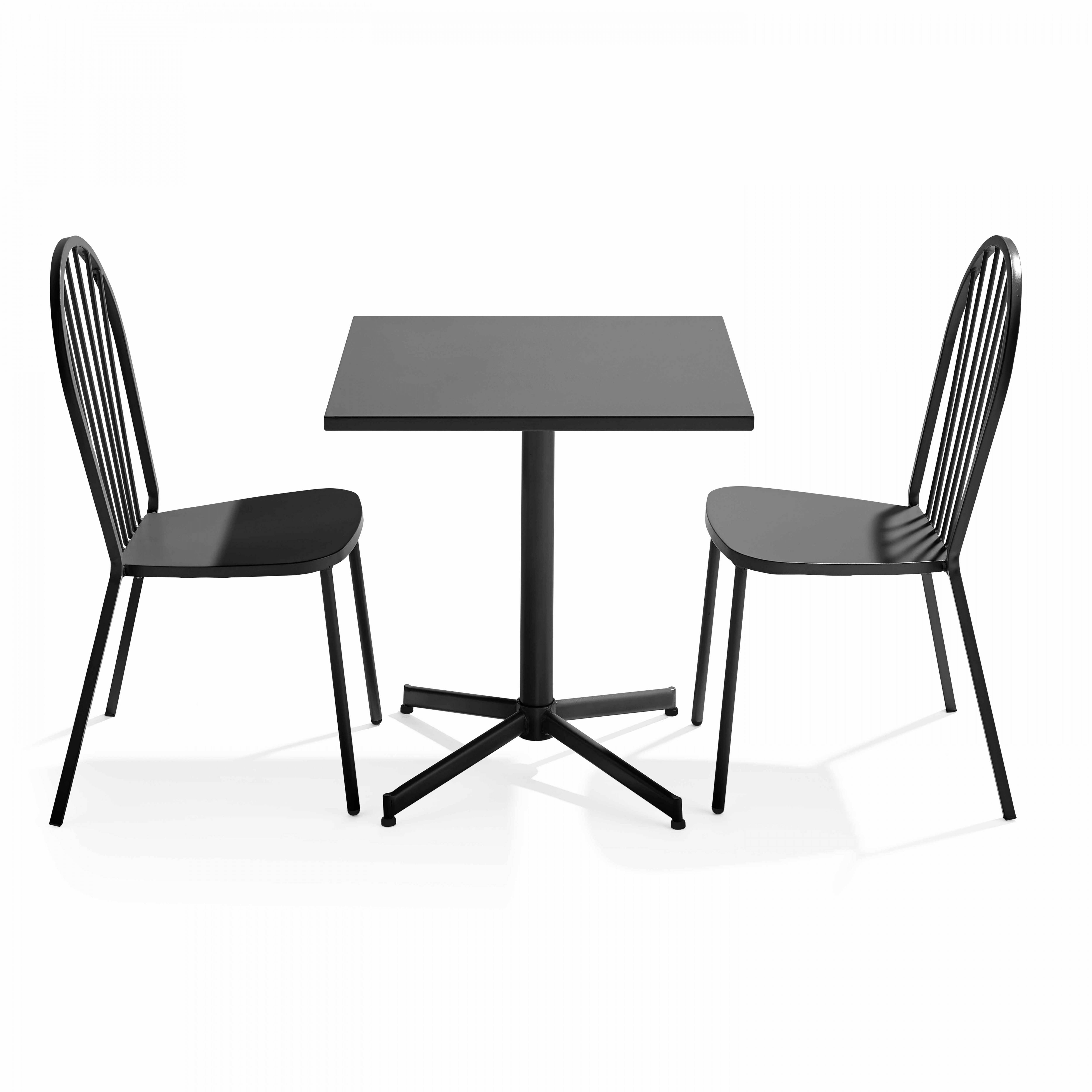 Oviala - Ensemble table carrée de jardin et 2 chaises bistrot gris Palavas - Oviala - Image 1