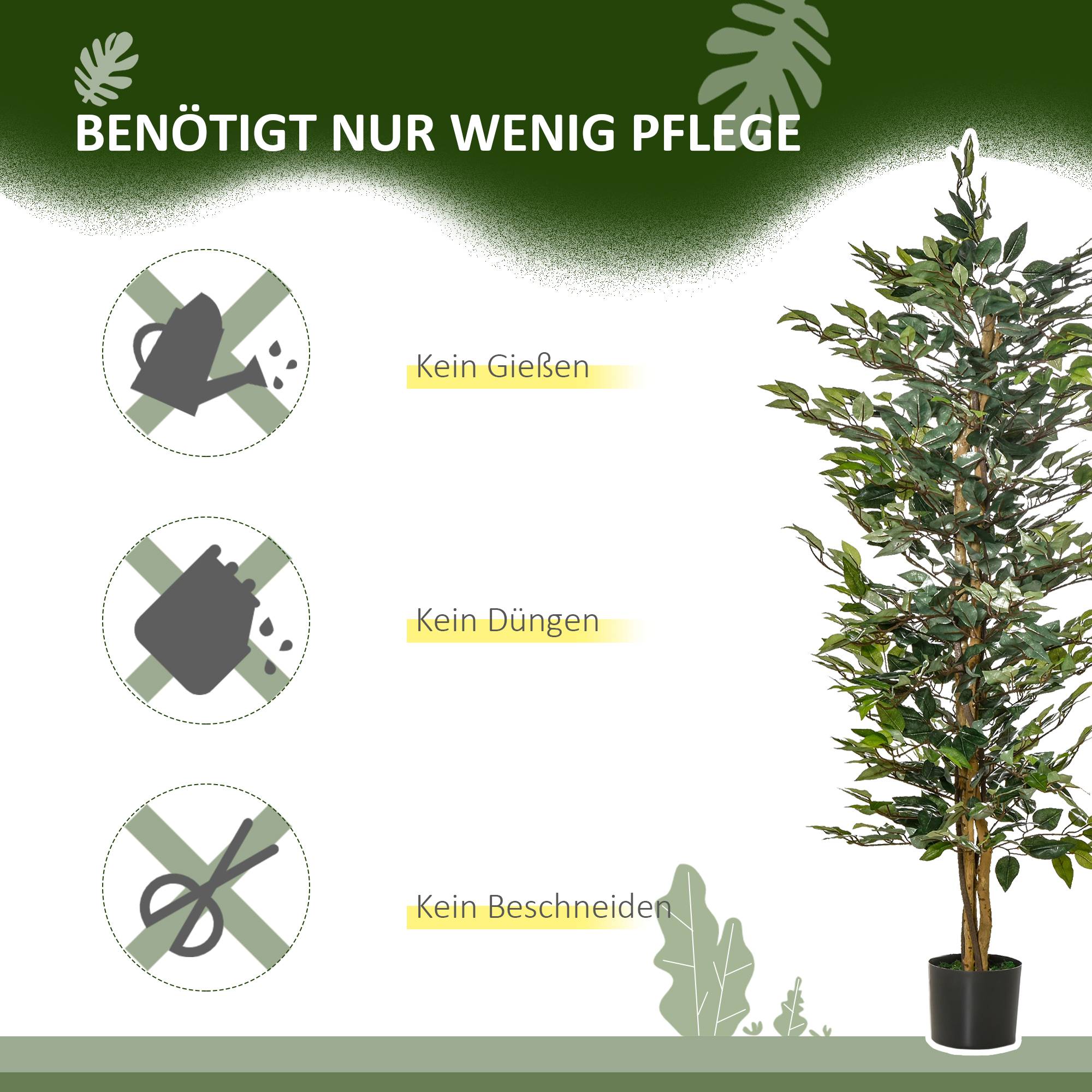 Sans Marque - Grand ficus artificiel 150cm, arbre artificiel, plante en pot, réaliste pour salon, chambre, bureau, jardin - Image 8