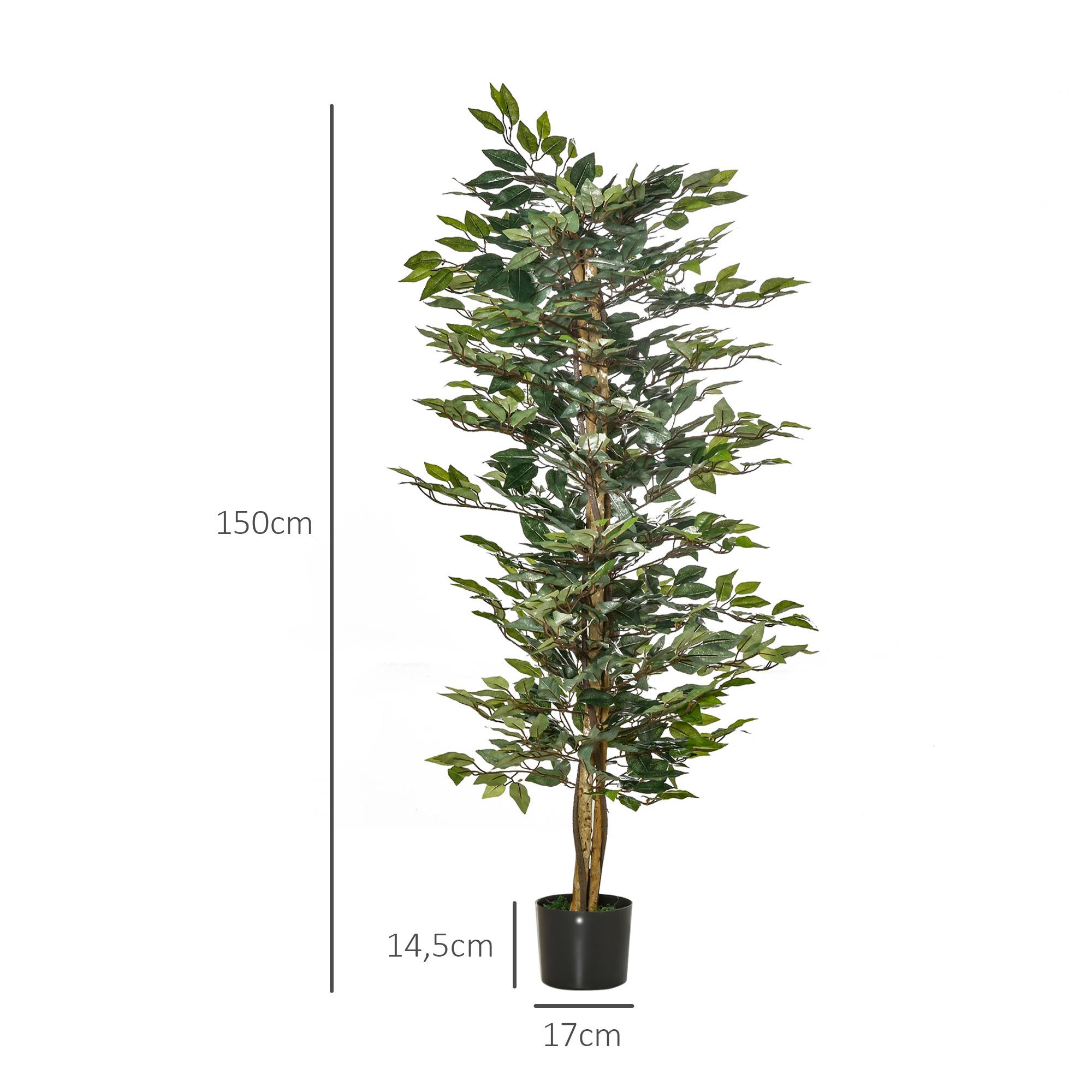 Sans Marque - Grand ficus artificiel 150cm, arbre artificiel, plante en pot, réaliste pour salon, chambre, bureau, jardin - Image 5