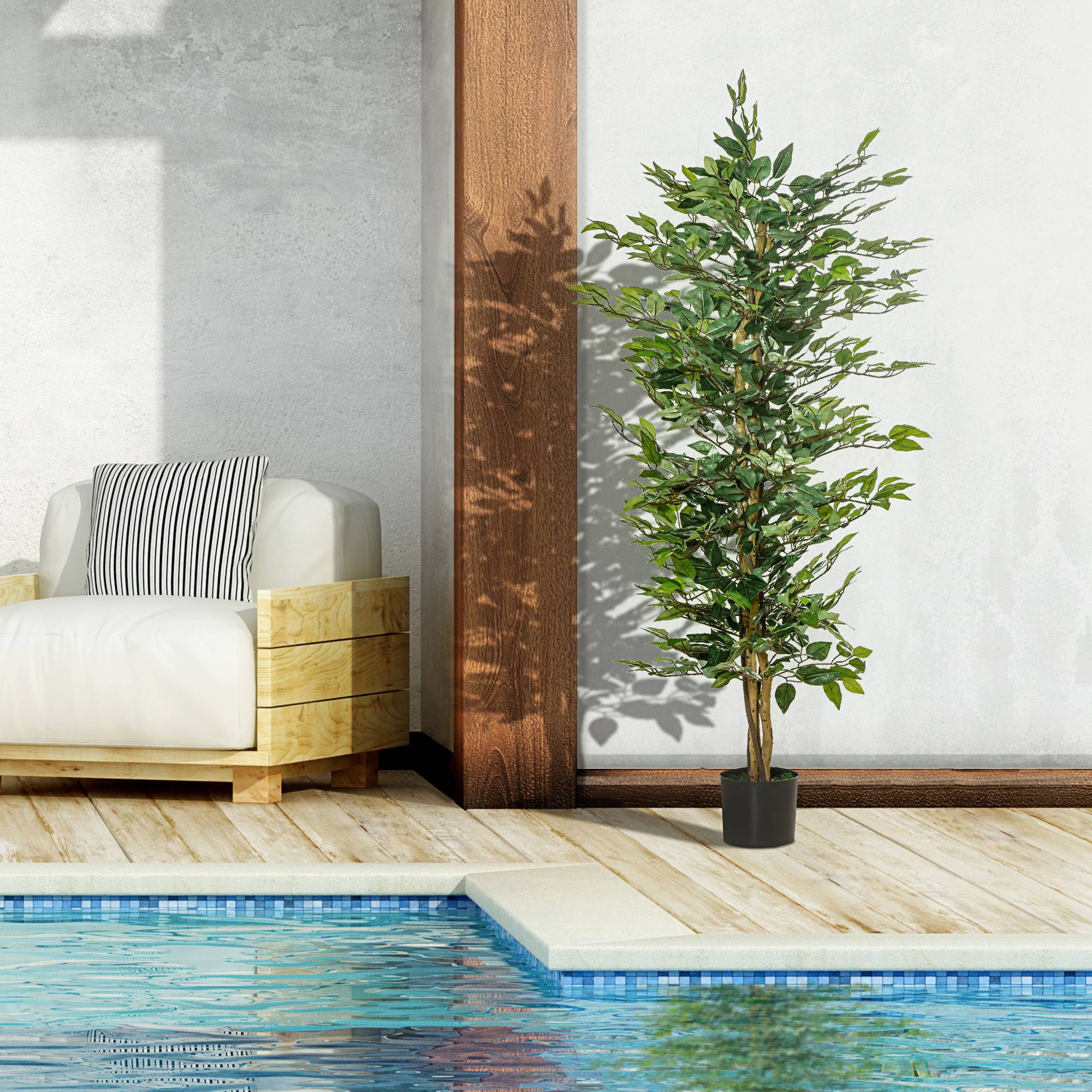 Sans Marque - Grand ficus artificiel 150cm, arbre artificiel, plante en pot, réaliste pour salon, chambre, bureau, jardin - Image 6