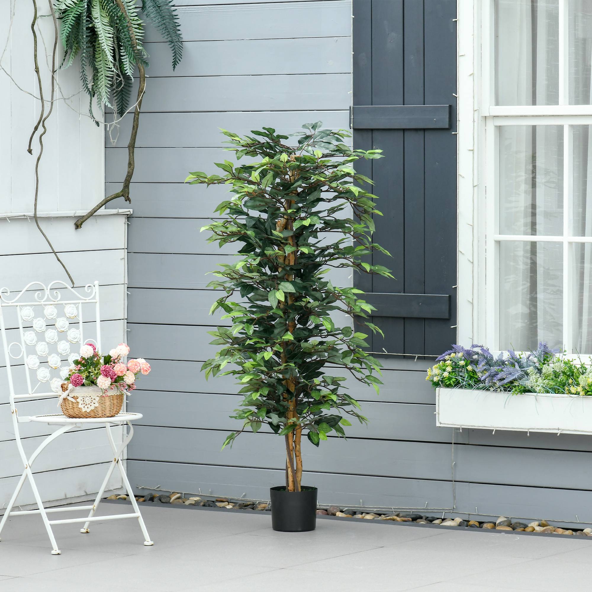 Sans Marque - Grand ficus artificiel 150cm, arbre artificiel, plante en pot, réaliste pour salon, chambre, bureau, jardin - Image 9