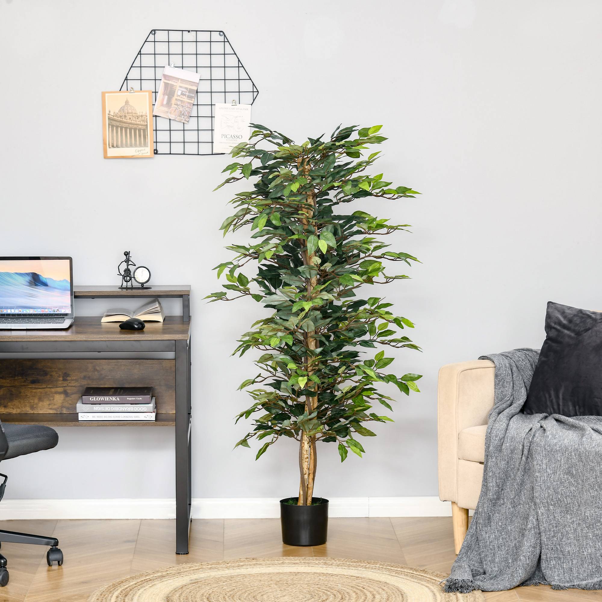 Sans Marque - Grand ficus artificiel 150cm, arbre artificiel, plante en pot, réaliste pour salon, chambre, bureau, jardin - Image 4
