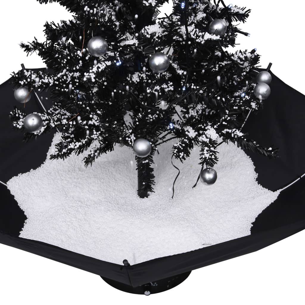 Sapin De Noël - Arbre de Noël neigeux avec base de parapluie Noir 75 cm PVC - Image 5