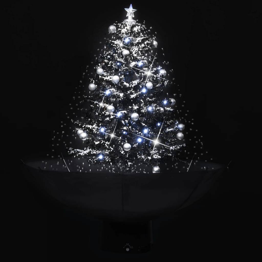 Sapin De Noël - Arbre de Noël neigeux avec base de parapluie Noir 75 cm PVC - Image 3