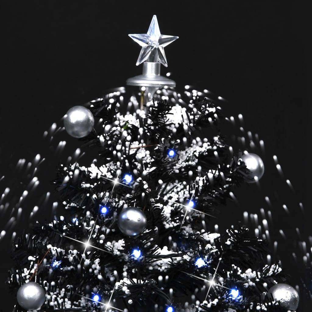 Sapin De Noël - Arbre de Noël neigeux avec base de parapluie Noir 75 cm PVC - Image 6