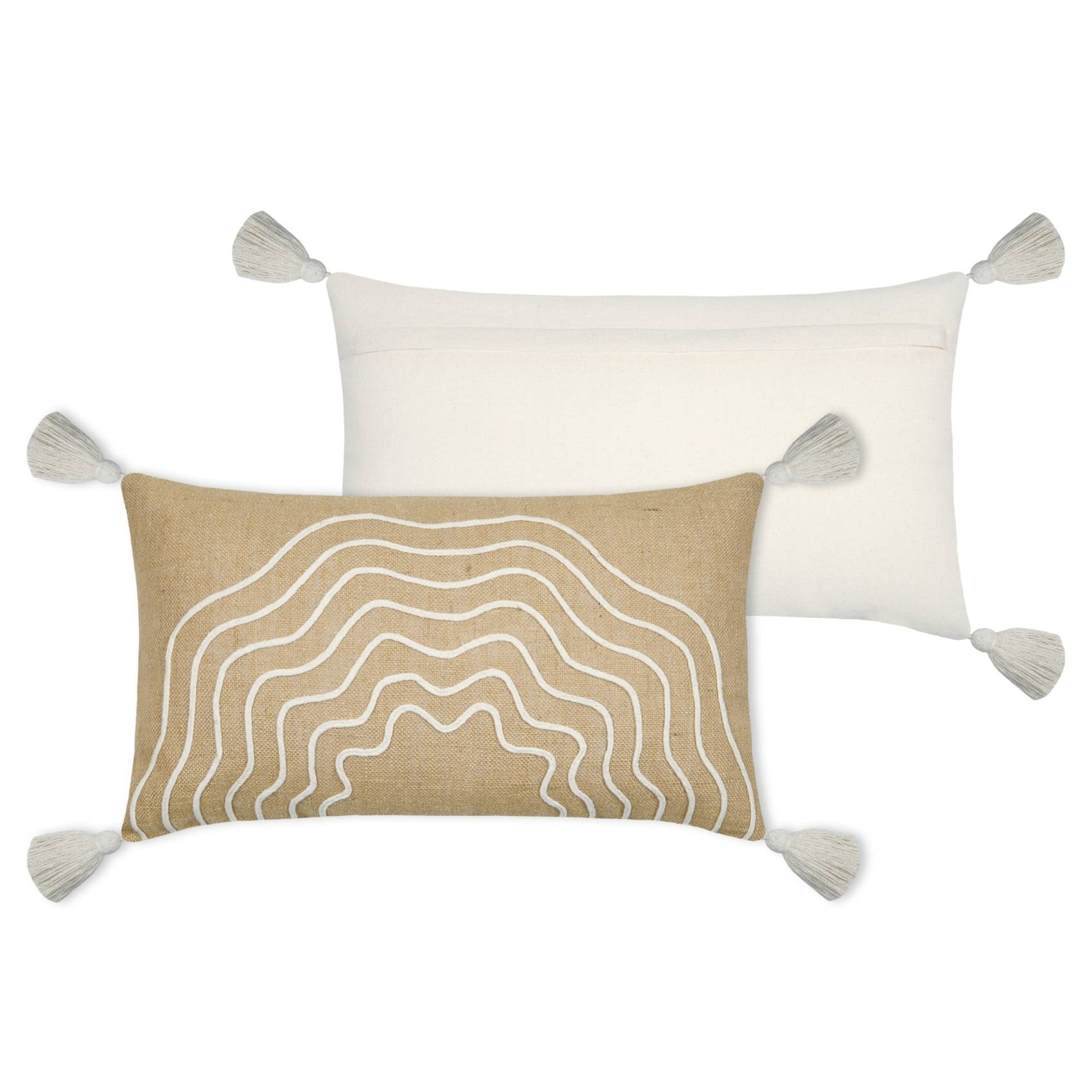 Lovely Casa - Coussin beige rectangulaire avec relief - LOVELY CASA - Jute - Beige - Image 5