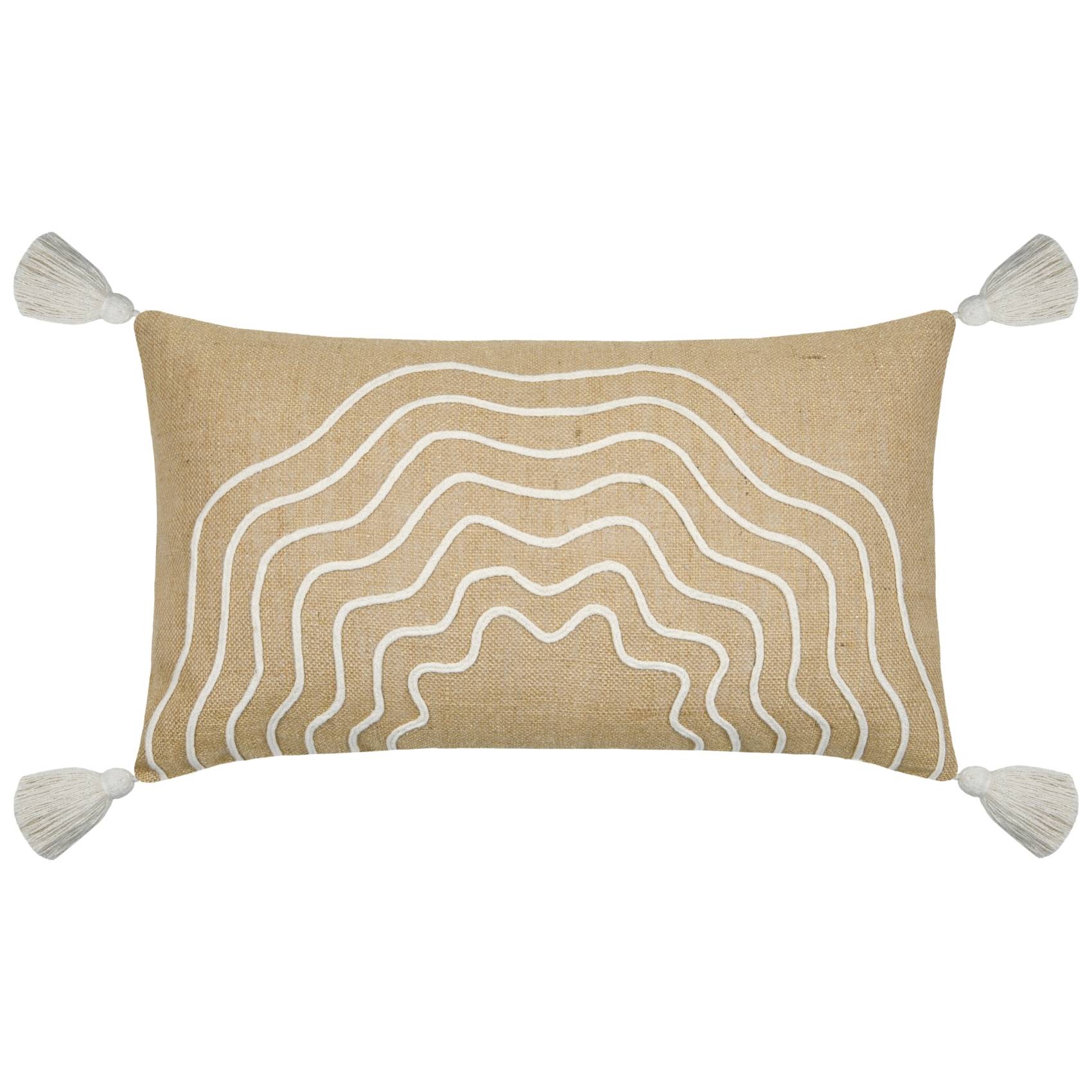 Lovely Casa - Coussin beige rectangulaire avec relief - LOVELY CASA - Jute - Beige - Image 1