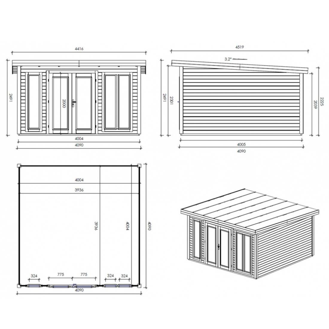 Altanka - Abri de jardin en bois Kira 4,04x4,09m - 12m2 - Ep. 34mm - 000009 - ALTANKA - Image 4