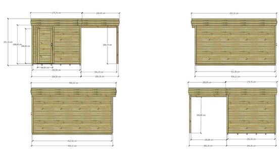 ABRI DE JARDIN bois autoclave 27mm - 4,64x4,34m / 20m2 - Bac acier - Plancher bois - Image 4