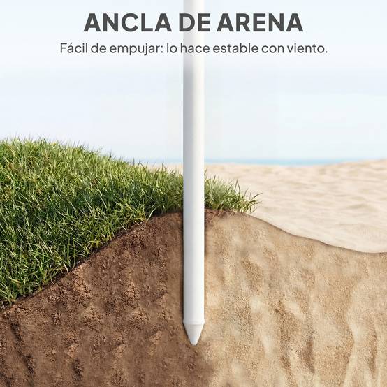 Parasol de plage à franges Ø180 cm, hauteur réglable, inclinaison, ancrage pour le sable, sac de transport inclus, protection UPF30+, vert - Image 9