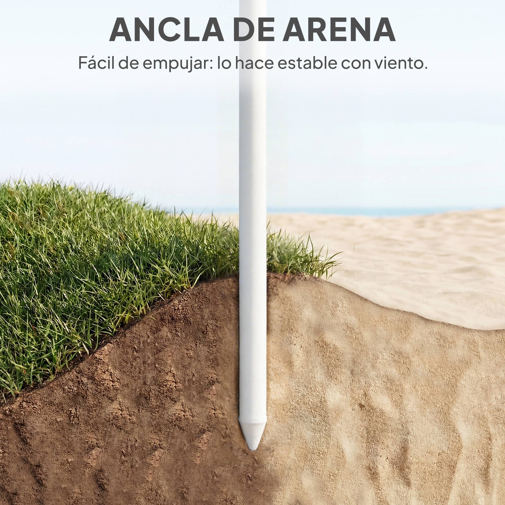 Parasol de plage à franges Ø180 cm, hauteur réglable, inclinaison, ancrage pour le sable, sac de transport inclus, protection UPF30+, vert - Image 9