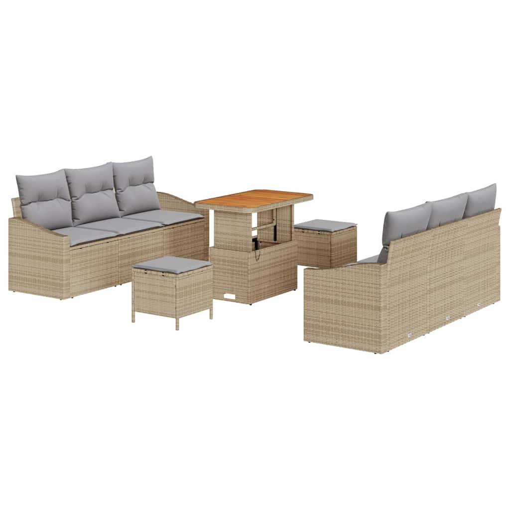 Set Lounge Jardin 9 pcs Beige et Gris – Structure Acier Polyrotin avec Rangement Astucieux et Table – ComfortXL Outdoor Living - Image 2