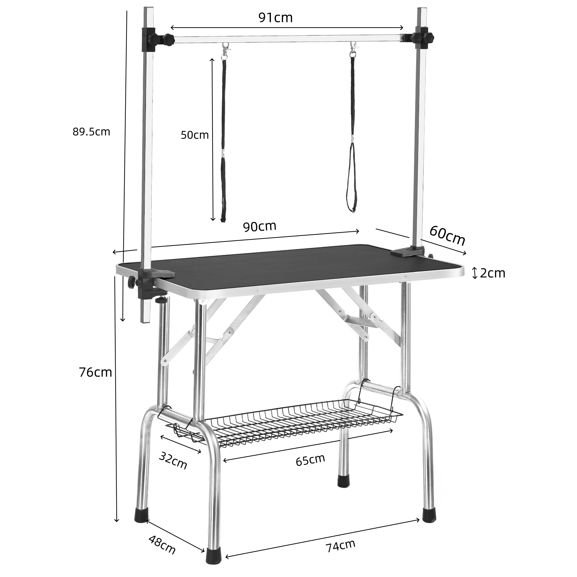 Table de toilettage pour chien pliable 90x60cm avec potence réglable Noir – ComfortXL Outdoor Living - Image 3