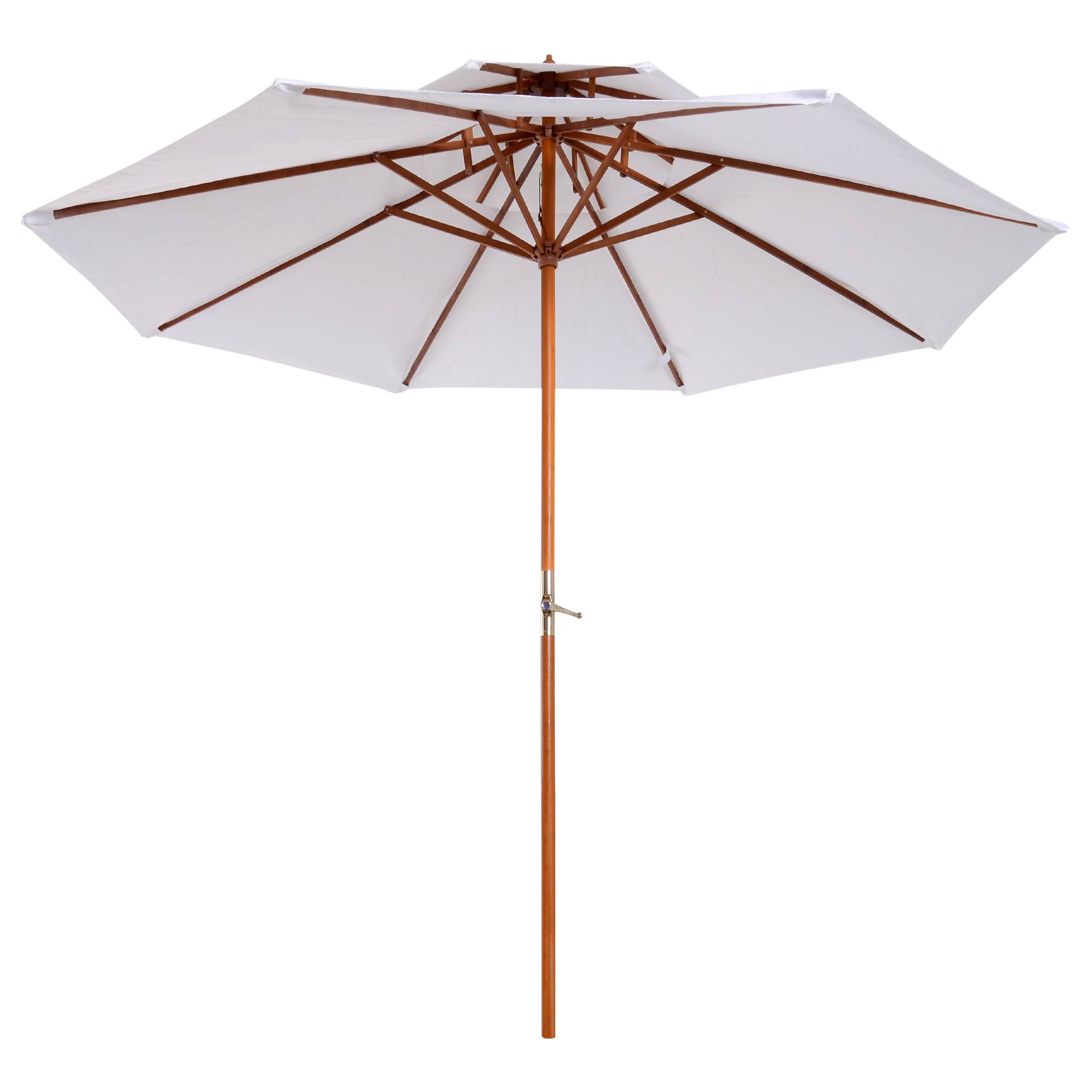 Parasol double toit en bois et polyester blanc 250 x 250 x 230 cm - PANGIVO - Image 2