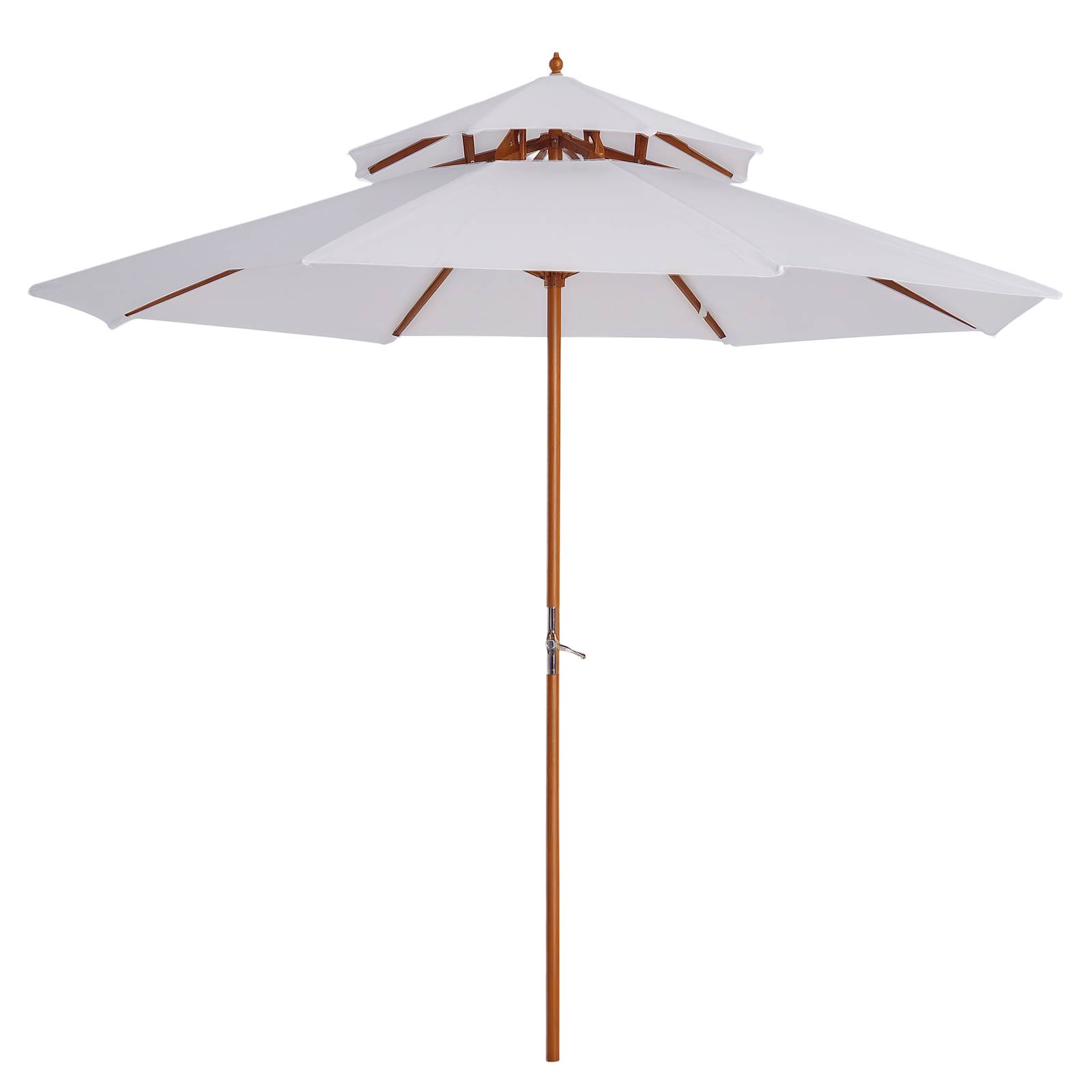 Parasol double toit en bois et polyester blanc 250 x 250 x 230 cm - PANGIVO - Image 1