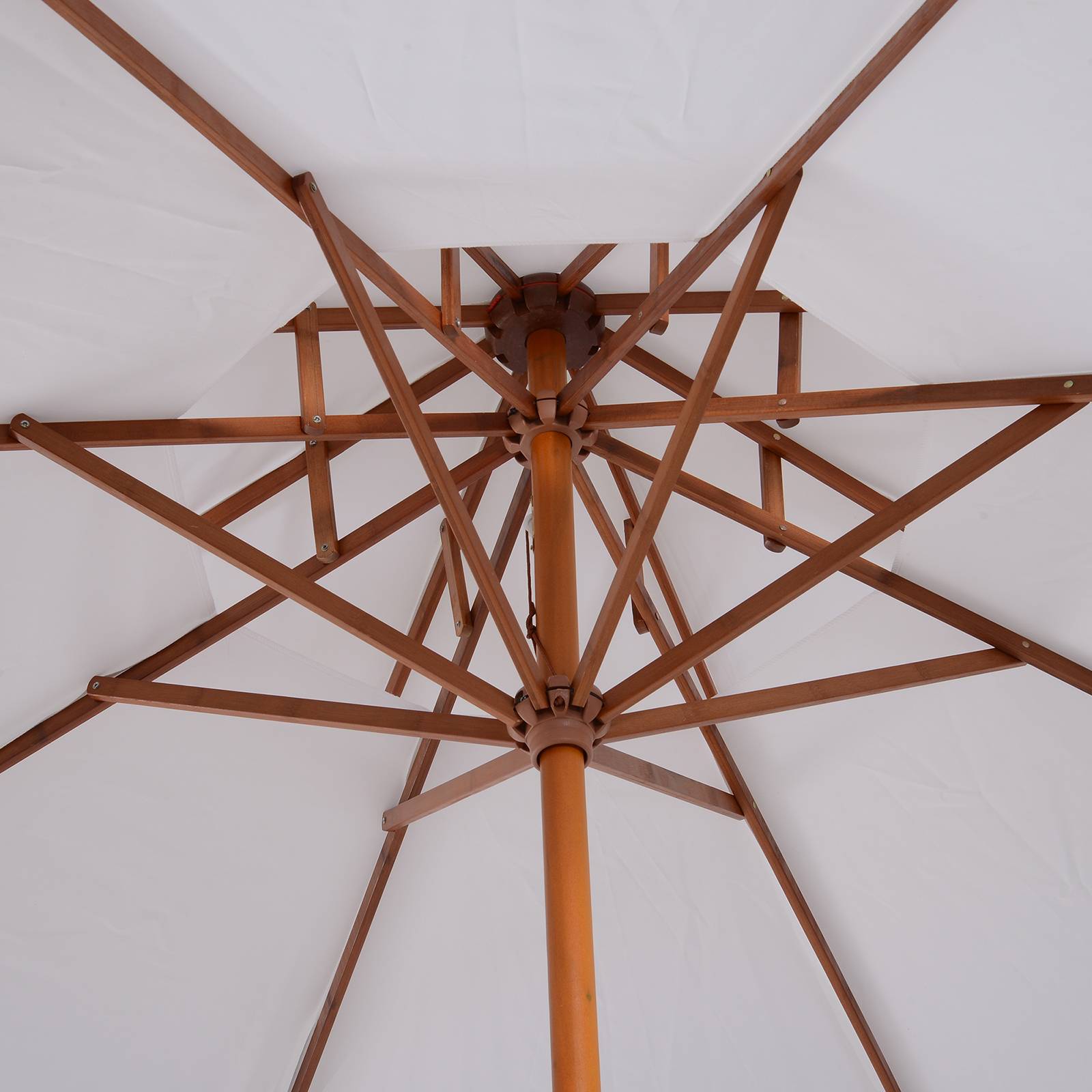 Parasol double toit en bois et polyester blanc 250 x 250 x 230 cm - PANGIVO - Image 10