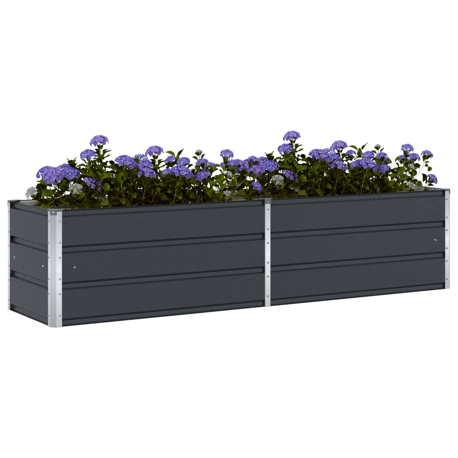 Jardinière acier galvanisé anthracite 195 x 50 x 45 cm - PANGIVO - Image 3