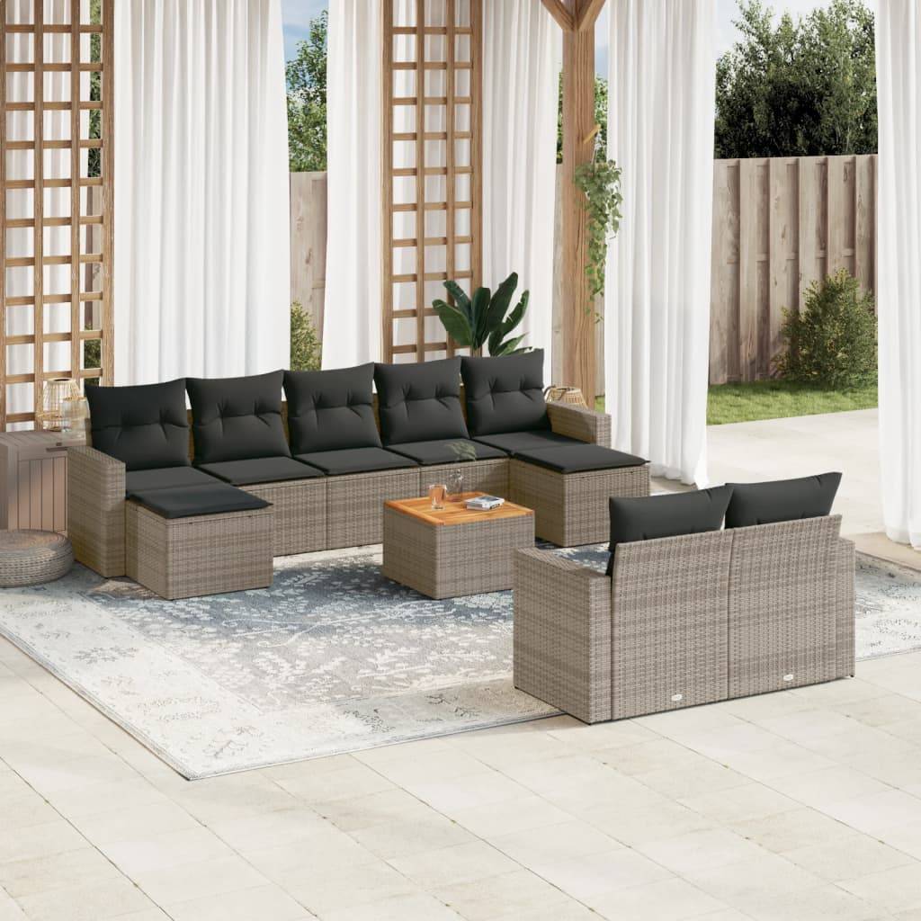 ComfortXL - Salon de Jardin Gris 9 Places en Résine Tressée Confortable Coussins Gris Foncé – ComfortXL Outdoor Living