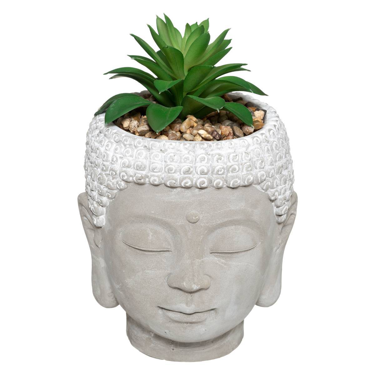 Atmosphera - Plante artificielle Bouddha pot ciment H13,5cm - Atmosphera Créateur d'intérieur - Image 2