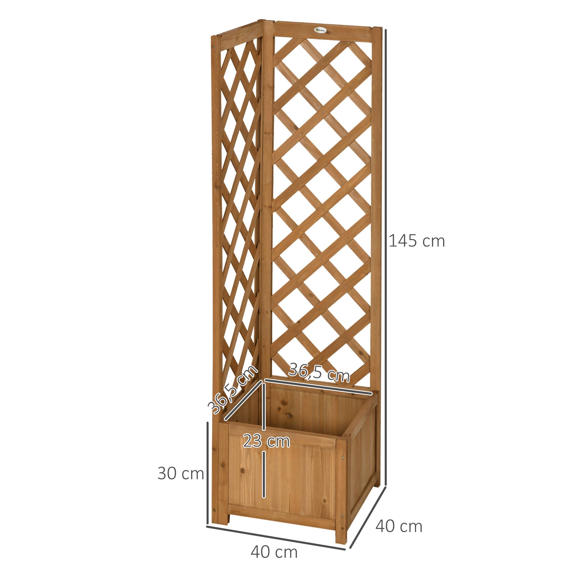 Jardinière treillis en bois pour plantes grimpantes, fleurs, décoration d'angle, 40 x 40 x 145 cm, naturel - Image 5