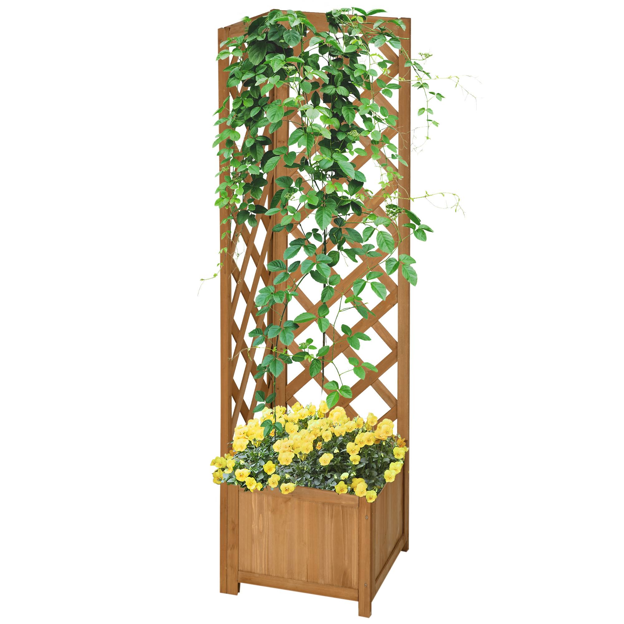 Jardinière treillis en bois pour plantes grimpantes, fleurs, décoration d'angle, 40 x 40 x 145 cm, naturel - Image 9