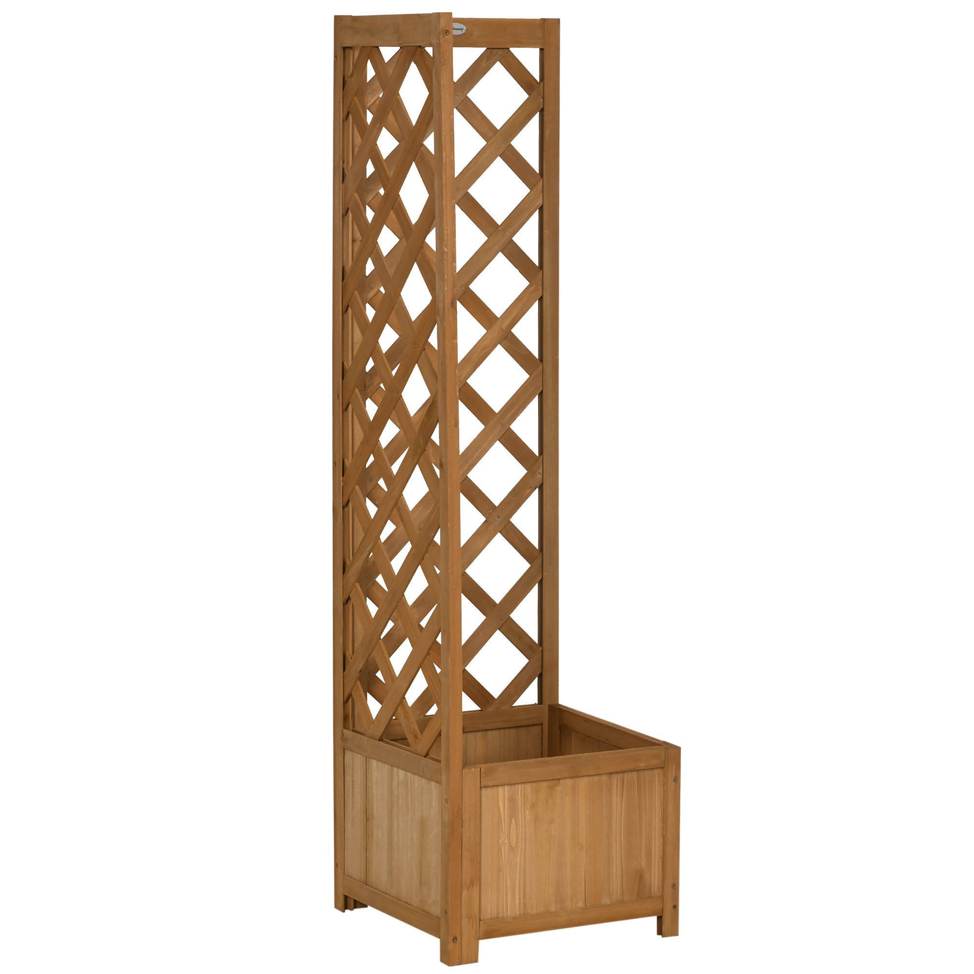 Jardinière treillis en bois pour plantes grimpantes, fleurs, décoration d'angle, 40 x 40 x 145 cm, naturel - Image 1