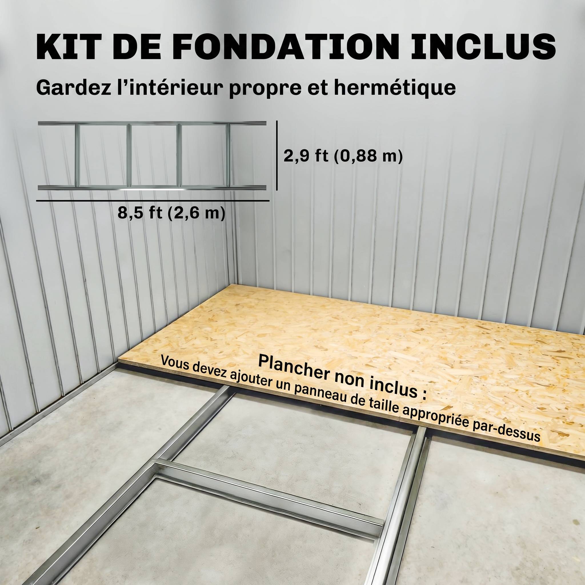 Abri de jardin 5,4 m² 2,77 x 1,95 x 1,92 m kit de fondation porte coulissante ventilations acier galvanisé, marron - Image 8