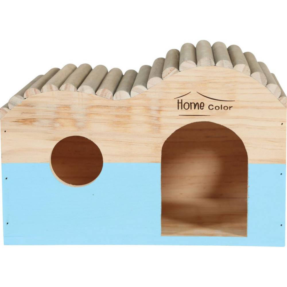 animallparadise - Maison en bois rectangulaire, toit demi rond, bleu, 29.5 cm  x 18 cm H 20 cm pour rongeur - Image 8