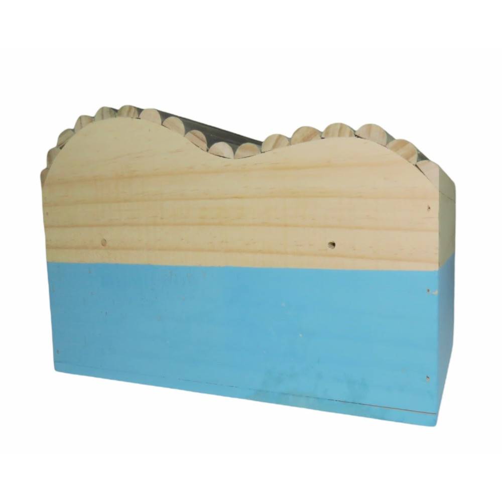 animallparadise - Maison en bois rectangulaire, toit demi rond, bleu, 29.5 cm  x 18 cm H 20 cm pour rongeur - Image 6