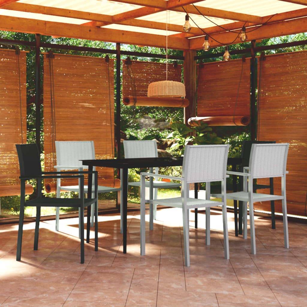 Ensemble Repas 6P 140cm Plastique Aspect Rotin Bicolore – ComfortXL Outdoor Living - Image 1