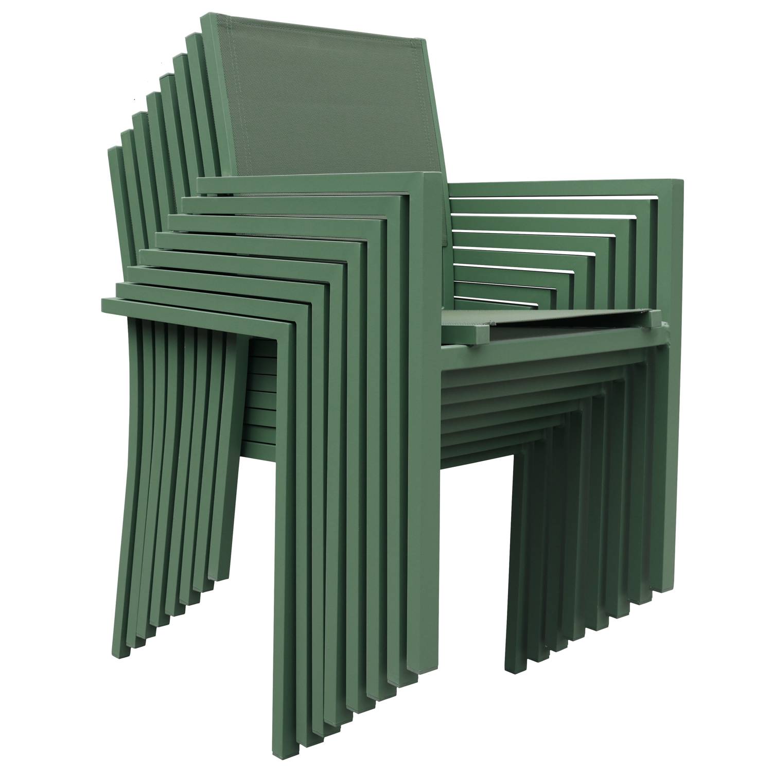 Salon de jardin VENEZIA extensible 90/180 en textilène vert sauge 8 places - aluminium vert sauge - HAPPY GARDEN - Image 7