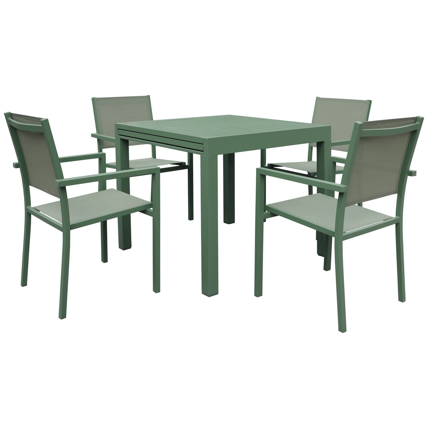 Salon de jardin VENEZIA extensible 90/180 en textilène vert sauge 8 places - aluminium vert sauge - HAPPY GARDEN - Image 9