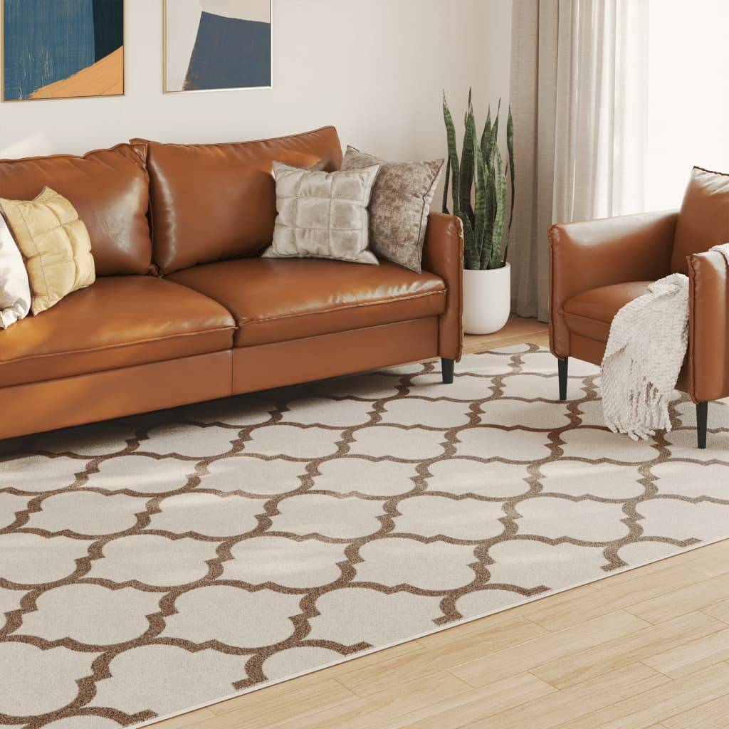 Grand Tapis de Sol Lavable Design Arabe Poils Courts Intérieur Extérieur Antidérapant Brun 190x300cm – ComfortXL Outdoor Living - Image 1