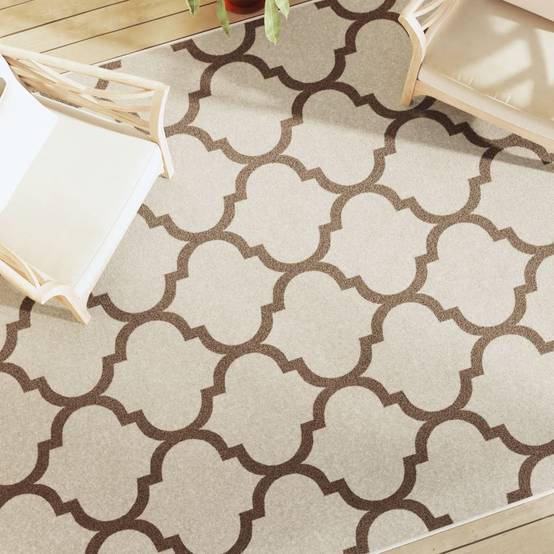 Grand Tapis de Sol Lavable Design Arabe Poils Courts Intérieur Extérieur Antidérapant Brun 190x300cm – ComfortXL Outdoor Living - Image 4