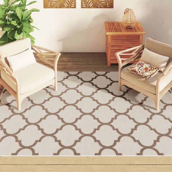 Grand Tapis de Sol Lavable Design Arabe Poils Courts Intérieur Extérieur Antidérapant Brun 190x300cm – ComfortXL Outdoor Living - Image 3