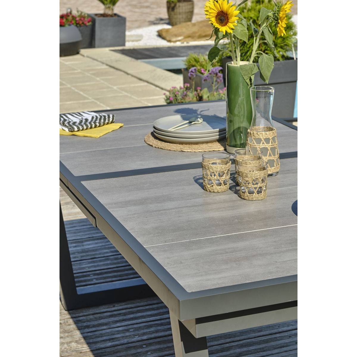 Dcb Garden - Table de jardin Extensible en Céramique "Olhos" 191-251cm Gris Anthracite - Image 5