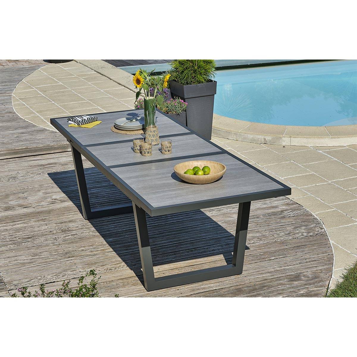 Dcb Garden - Table de jardin Extensible en Céramique "Olhos" 191-251cm Gris Anthracite - Image 3