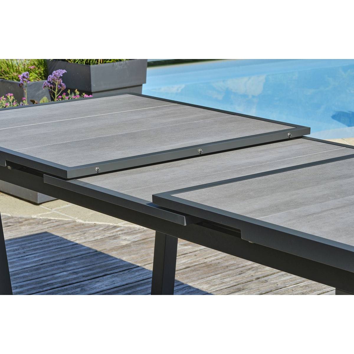 Dcb Garden - Table de jardin Extensible en Céramique "Olhos" 191-251cm Gris Anthracite - Image 4
