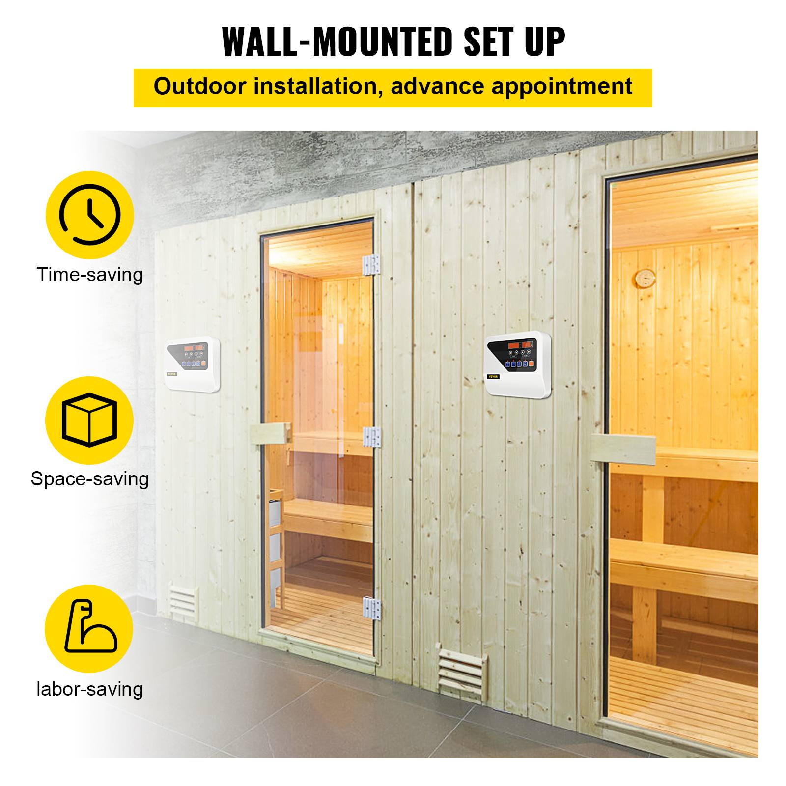 VEVOR Contrôleur numérique sauna pour poêle 3-9kW, avec capteur température, pour durée/chauffage sauna. - Image 6