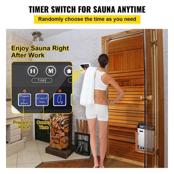 VEVOR Contrôleur numérique sauna pour poêle 3-9kW, avec capteur température, pour durée/chauffage sauna. - Image 4
