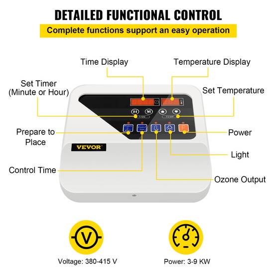 VEVOR Contrôleur numérique sauna pour poêle 3-9kW, avec capteur température, pour durée/chauffage sauna. - Image 3