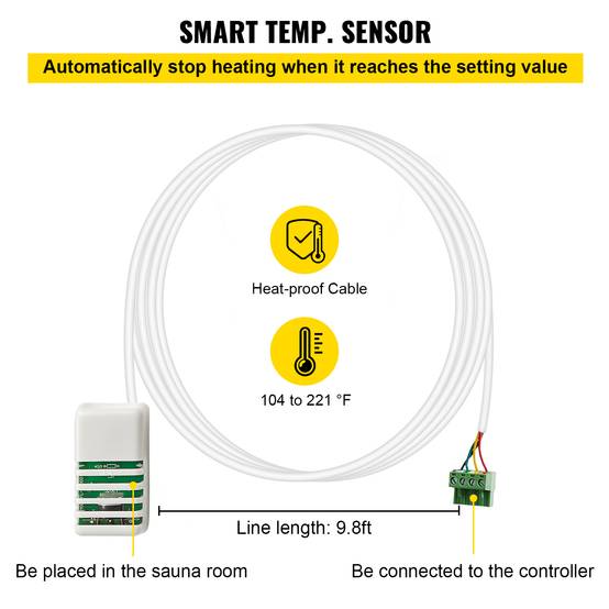VEVOR Contrôleur numérique sauna pour poêle 3-9kW, avec capteur température, pour durée/chauffage sauna. - Image 5