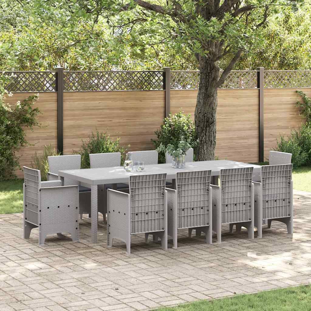 ComfortXL - Table et Chaises de Jardin 10 Places Résine Tressée Ensemble Complet pour Grandes Tablées Gris Clair – ComfortXL Outdoor Living - Image 1