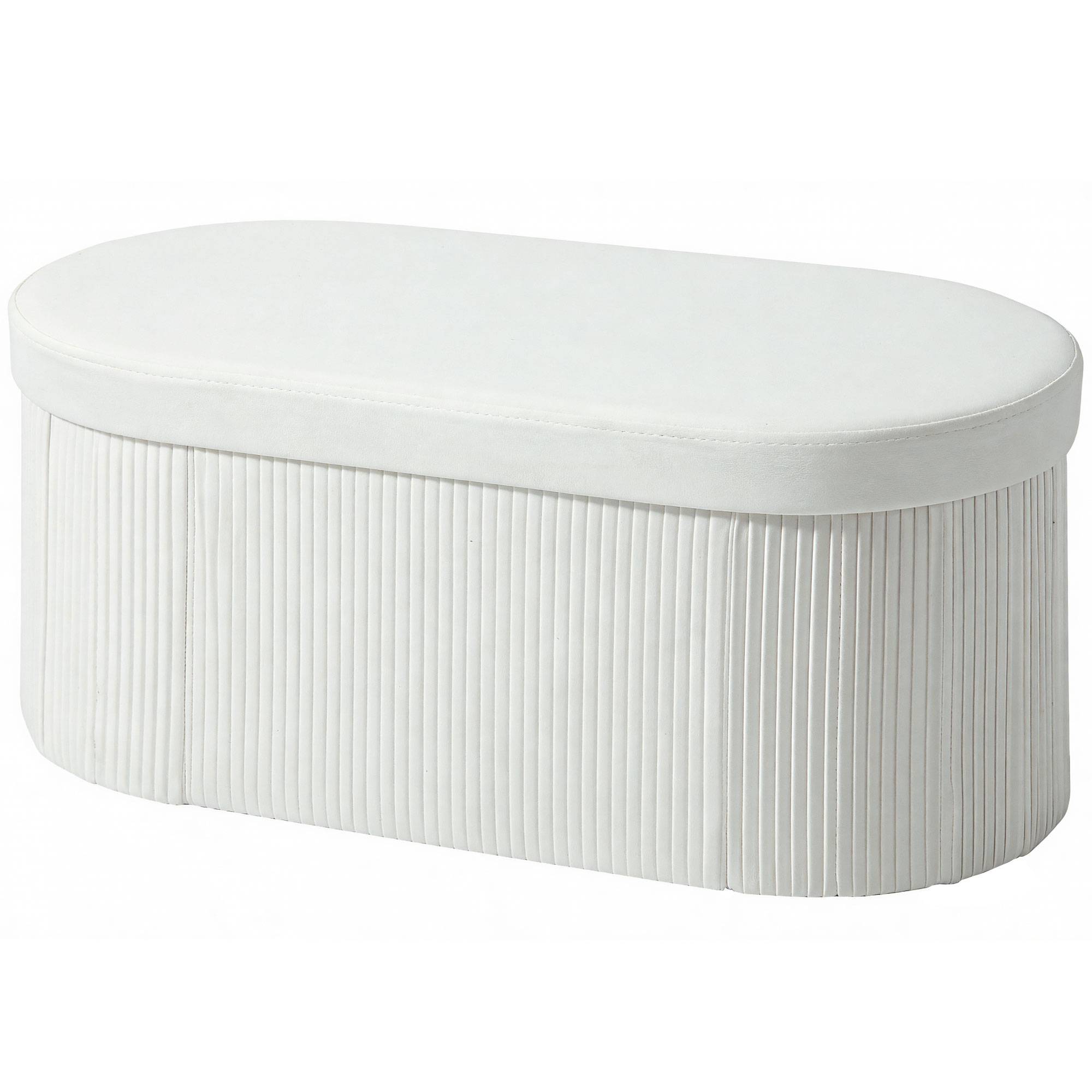 Banc coffre de rangement, coffre pliable, 72 L, 76 x 38 x 35 cm, revêtement en velours, crème - Image 2