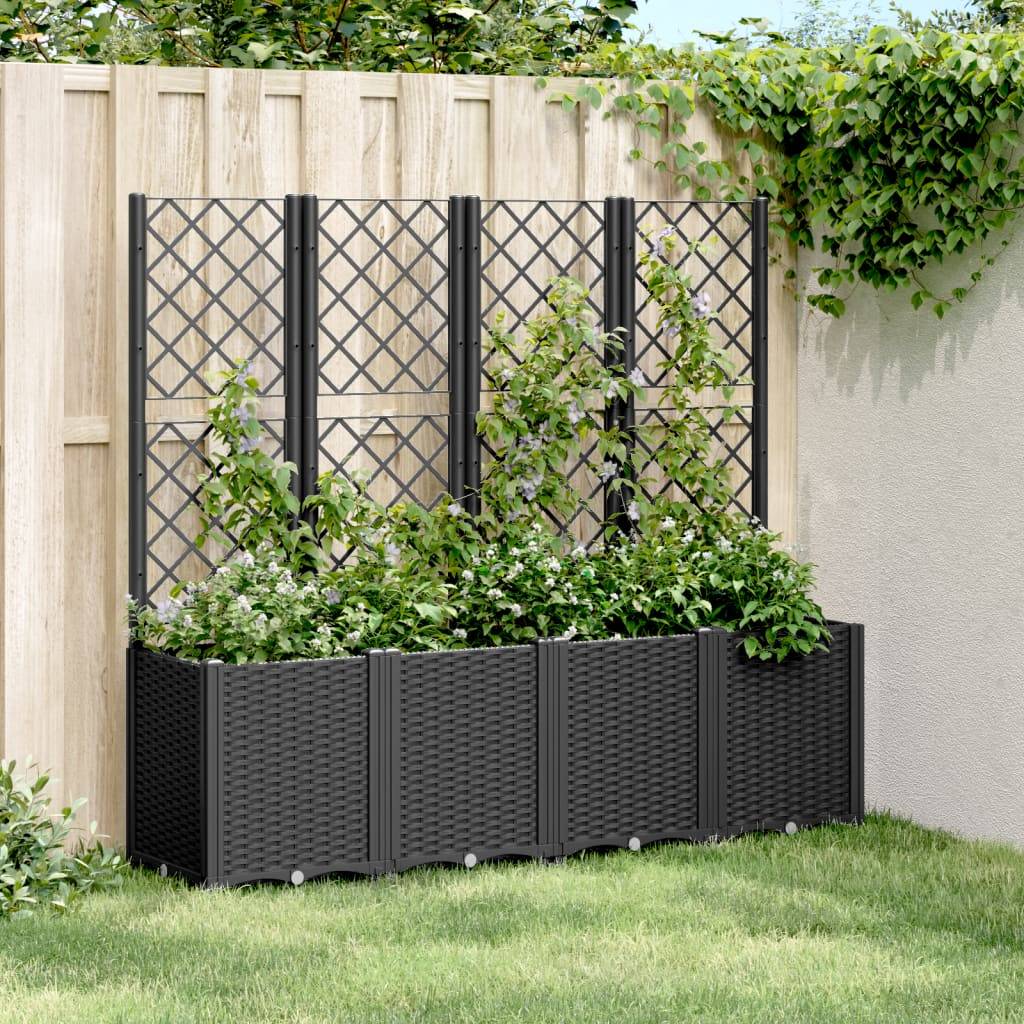 Vidaxl - Jardinière avec treillis noir 160x40x140 cm PP vidaXL 367873 - Image 1