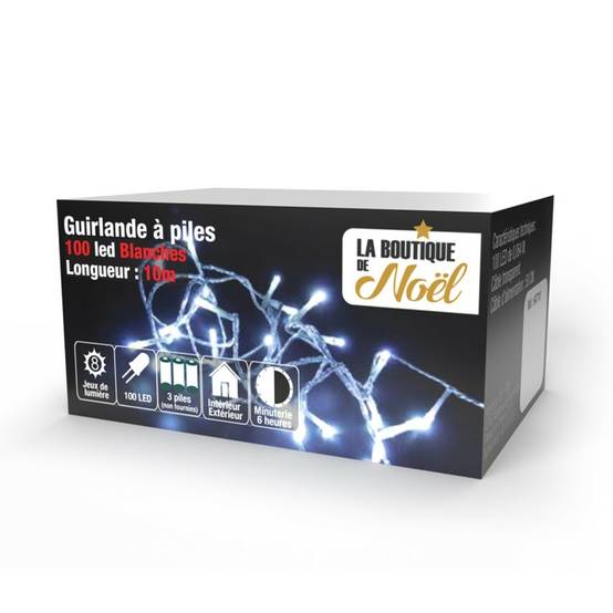 Guirlande LED à piles 10 mètres Blanc - Image 1