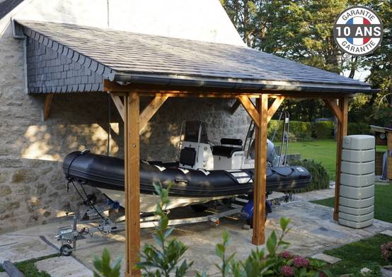 Cpbf Charpentes - Carport adossé une pente 350cmx550cm, bois DOUGLAS Français (Charpente en bois-auvent-abri voiture) 20 m². Garantie 10 ans - Image 4